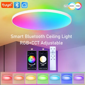 Tuya Bluetooth Lâmpada de Teto Led Smart App Vida Dimmable RGB WW CW Inteligente Luz de Teto Modernas da C.A. 90-265V Para a Home do Quarto Cozinha