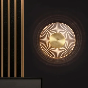Luxo moderno de Ouro Rodada LED, Lâmpada de Parede Para Sala de estar, Quarto Interior, Iluminação do Corredor Corredor de Fundo, Luz Decorativa