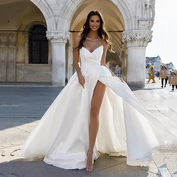Uma Linha Sexy Vestidos De Noiva 2023 Namorados Lado De Divisão Sem Encosto Noiva Vestido De Festa Deslumbrante Personalizar Para Medir O Robe De Mariee