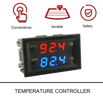 DC12V 20A DIY Inteligente Mini Termostato digital com controle de temperatura, relógio, display led, Impermeável Sensor de Precisão de 0,1