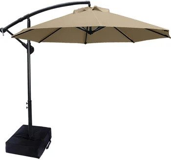 ABCCANOPY 10 PÉS, Pátio ao ar livre Cantilever Guarda-chuva Deslocamento de Suspensão guarda-chuvas R de Mercado do Guarda-chuva com Manivela & Base Cruz