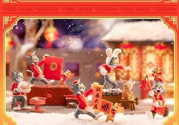 Genuíno edição Gatos e ratos Feliz Ano Novo Cego caixa montada do Carro enfeites de Ano Novo Dom Boneca linda garota figurinhas