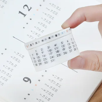 2 volumes/set 7m longo do Mês de calendário de data de papel de carta decoração washi tape DIY planejador de scrapbook diário de fita adesiva escolar