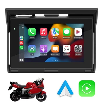 Dual Bluetooth Moto Navigator Touch Screen de 5 polegadas Impermeável Motocicleta CarPlay sem Fio Apple CarPlay sem Fio Android