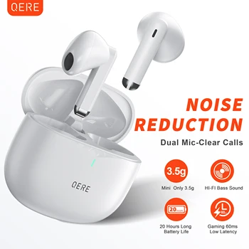 QERE E28 Fones de ouvido sem Fio com microfone,toque contro, redução de ruído Earhooks, impermeável Fone de ouvido, Bluetooth 5.3 Fones de ouvido