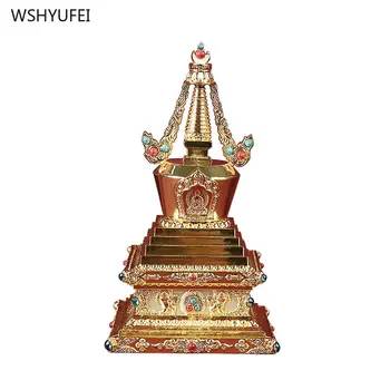 Liga Tântrico Tibetano Dourada pedra preciosa Bodhi Pagode Enfeite decoração para casa acessórios feng shui