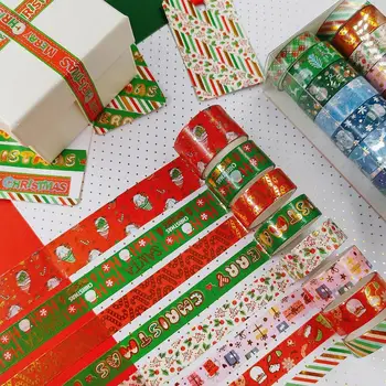 Fontes do partido Vibrante Natal Washi Tape Festivo Presente Quebra automática de Padrões de Decoração, bom Impermeável Scrapbook para Diy