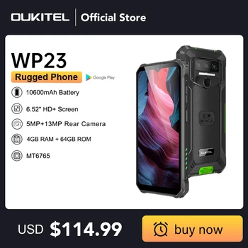 Oukitel WP23 Robusto Android 13 4GB de 64GB 10600mAh Bateria Câmera Traseira de 13MP 6.52
