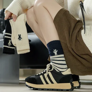 CHAOZHU Moda Moda Coreia Japonês Algodão Penteado Pressão do Dedo do pé Casual, Mulheres, Meninas Soltas de Meias 2 Listrado