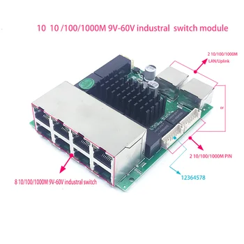 1000M switch não gerenciado 10port 10/100/1000M 9V-60V 8 1000M porta com 2 1000M NVR UPLINK industrial módulo de PCBA da placa do OEM Portas