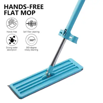 Microfibra Mop Plano Mão Livre Squeeze para Limpeza de Chão Livre Lavável Mop Mop Com Mop Mão de Limpeza Domésticos Preguiçoso Squeeze B0J4